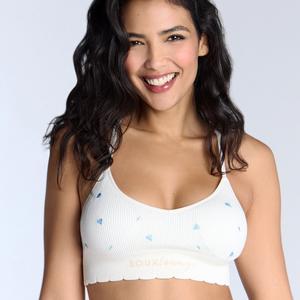 Boux Avenue Ribbed Seamless Bralette Floral Embroidered Non-Wired Stretch Lingerie