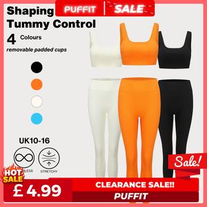 [Ships From UK] Go.G.G Sporty 2 Piece Set Removable Padded Bra Leggings Gym Set Wideband Strechy Ribbed Fitness Comfort Colourful Yoga Workout Sports Outfit Summer Womenswear