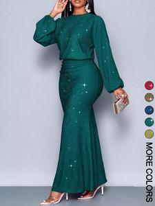 Women's Elegant Mermaid Hem Bodycon Dress, Long Sleeve Christmas Party & Valentine's Day, Sexy Tight-Fitting Evening Gown