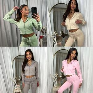 Scuba cropped flared tracksuit set 10051