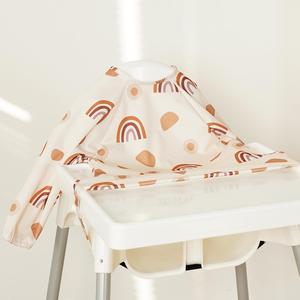 Baby's Sunflower & Rainbow Stripe Pattern Bib, Adjustable Waterproof Bib Attaches and Cover To Baby Highchair & Table, Cute Long Sleeve Bibs for Toddler Eating, Baby Essentials Newborn Baby Stuff