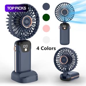 USB Rechargeable Handheld Fan, Portable Cooling Fan with Digital Display, 90° Ajustable Handheld Fan for Outdoor Sports, Portable Fan