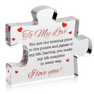 I Love You Gifts for Him, Her,  Acrylic Puzzle Piece with Printed Message - for Boyfriend, Girlfriend - I Love You Presents for Husband, Wife