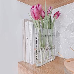 Acrylic Book Shaped Vase, 1 Count Creative Flower Arrangement Vase, Modern Desktop Flower Vase for Home Office Decor, Bookshelf Decoration, Home Decor Accessory, Modern Plant Vase