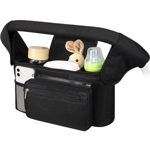 Stroller Organizer with Insulated Cup Holder, 1 Count Detachable Phone Bag Shoulder Strap, Multifunctional Travel Stroller Storage Bag for Pacifier, Umbrella and Pet Stroller