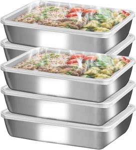 Stainless Steel Food Storage Containers with lids, 3 Counts Square Food Storage Containers, Airtight Leak Proof Bento Lunch Box, Travel Accessories, Kitchen Storage Organizer, Food Storage Box for Home & Kitchen