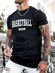 Men's Letter Print Round Neck Tee, Loose Casual Fashion Short Sleeve T-shirt for Summer, Men's Top for Daily Wear, Tropical