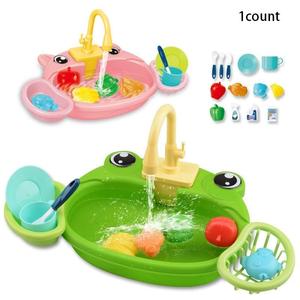 Cute Kids Role-Play Electric Dishwasher, Recirculating Water Kitchen Sink, Electric Dishwashing Toy, Suitable for Role Play and Dish Game, Requires Aa Batteries