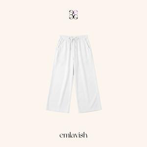 emlavish Linen Feel Basic Wide Leg Trouser
