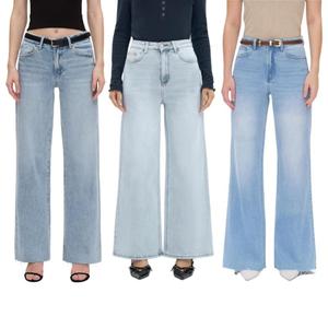 BLUEMOMENT Women's High Waist Flare Leg Jeans, Casual Button Fly Pocket Design Bell Bottom Denim Trousers for Spring & Summer, Women's Bottoms for Daily Wear, Women Jeans