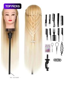 Hair Styling Mannequin Head with Diy Set and Table Clamp, Hair Styling Practice Mannequin, Professional Hair Styling Training Tool for Salon & Barber Shop