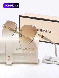 Elegant Lightweight Rimless Sunglasses, Trendy Casual Geometric Frame Sunglasses for Women, Fashion Accessories for Everyday Use and Outdoor Activities