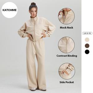 Katch Me Look Women's Minimalist Side Pocket Wide Leg Trousers, Solid Color Versatile Loose Women's Bottom
