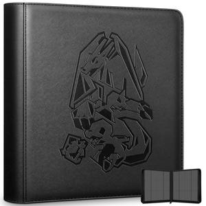 RAVAVER 12-Pocket Raw Card Binder Holds 480 Cards | Durable PU Leather Album | Suitable for bare cards，Side-Loading Sleeves for Pokémon & TCG Collections
