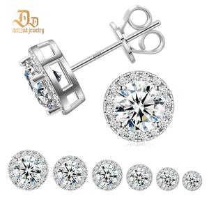 Delzzad [Unisex] Halo Stud Earrings VVS Synthetic Moissanite Earring S925/Copper Studs Perfect Birthday Mother’s Day Gift for Men Women Silver Earrings Golden Earrings Wedding Set