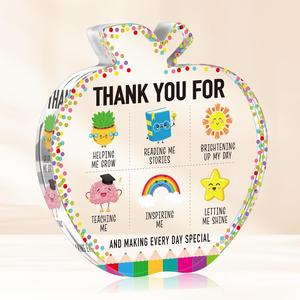 Apple Shaped Teacher Appreciation Gift, Creative Thank You Gift for Teacher, Home Decor Ornament for Living Room Bedroom Office, Signs, Acrylic Plaque Sign