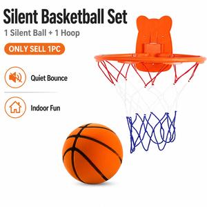 Quiet Indoor Ball Set - Noiseless Basketball with Basket for Silent Play - Noise-Free Rebound Ball - Silent Basketball Hoop Included - Noiseless Ball Game Kit for Indoor Fun Indoor Practice Ball - Ball Sports Equipment