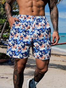 Men's Floral Print Loose Fit Shorts, Casual Comfy Breathable Shorts for Summer, Men's Bottoms for Beach Vacation