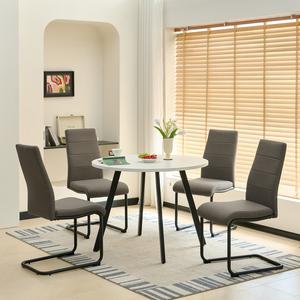 Set of 2/4/6 Modern Cantilever Dining Chairs – Soft Linen-Look or Faux Suede Fabric Upholstery with Padded Seat and Back – Sturdy Metal Frame – Ideal for Dining Room, Office, or Living Area