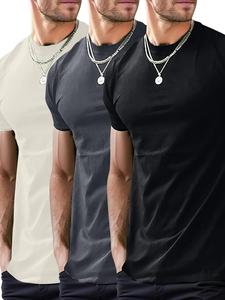 Men's Solid Color Round Neck Tee, Loose Casual Breathable Short Sleeve T-shirt for Summer, Men's Top for Daily Wear, Tropical