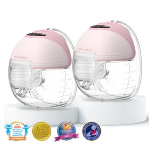 MomMed Hands-Free Wearable Breast Pump,Electric Wireless Breast Pump Strong Suction, Low Noise,3 Modes & 12 Levels -24mm Shield & 6 Pairs of Flange Inserts (17mm, 19mm, 21mm),Full In Bra Portable Breast Pump with Smart LED Display