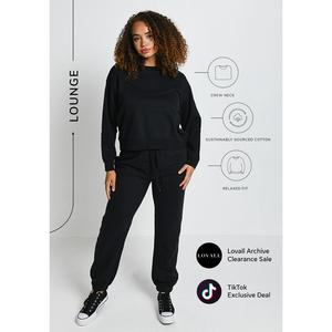 Lovall Everyday Comfy Sweatshirt - Black | Clearance | Standard and Plus Sizes Available, Sizes 6-28, Crew Neck, Relaxed Fit, Cosy Comfort Design