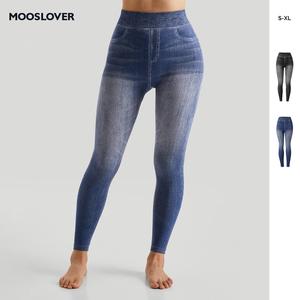 Mooslover UK Women's Faux Denim Legging Strechy Comfortable Bottom Basic Trouser