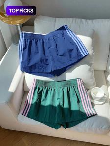 Women's Quick-Dry Breathable Gym Shorts, Loose-Fitting Elastic Waist Summer Casual Outerwear, Vintage Style Wide-Leg Short Pants