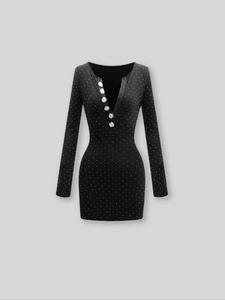 Spicy girl style light luxury elegant long-sleeved dress