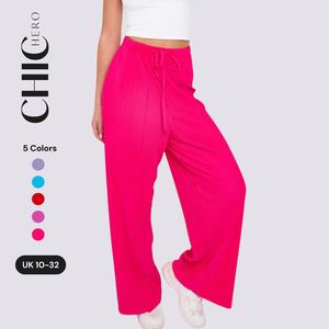 2025 ChicHero Block Basic Colour Summer Elastic Waist  Pleated Trousers