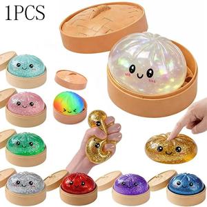 Glitter Dumpling Squishy with Box, Soft Sensory Squeeze Toy for Stress Relief, Mystery Glitter Dumplings, Decompression Dough, Squishy Sensory Fidgets