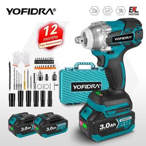 YOFIDRA Brushless 520N. M Cordless Electric Impact Screwdriver 1/2 Inch Electric Key Screwdriver Repair Tool for Battery 21V 18V Heavy Duty Handle