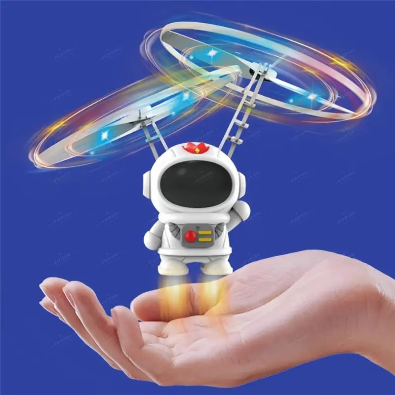 Levitating Luminous Flying Robot Astronaut Toy Aircraft Hand-Controlled Drone Interactive with Lights for Kids